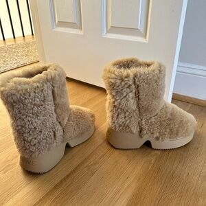 LOEWE shearling wedge boots size 38